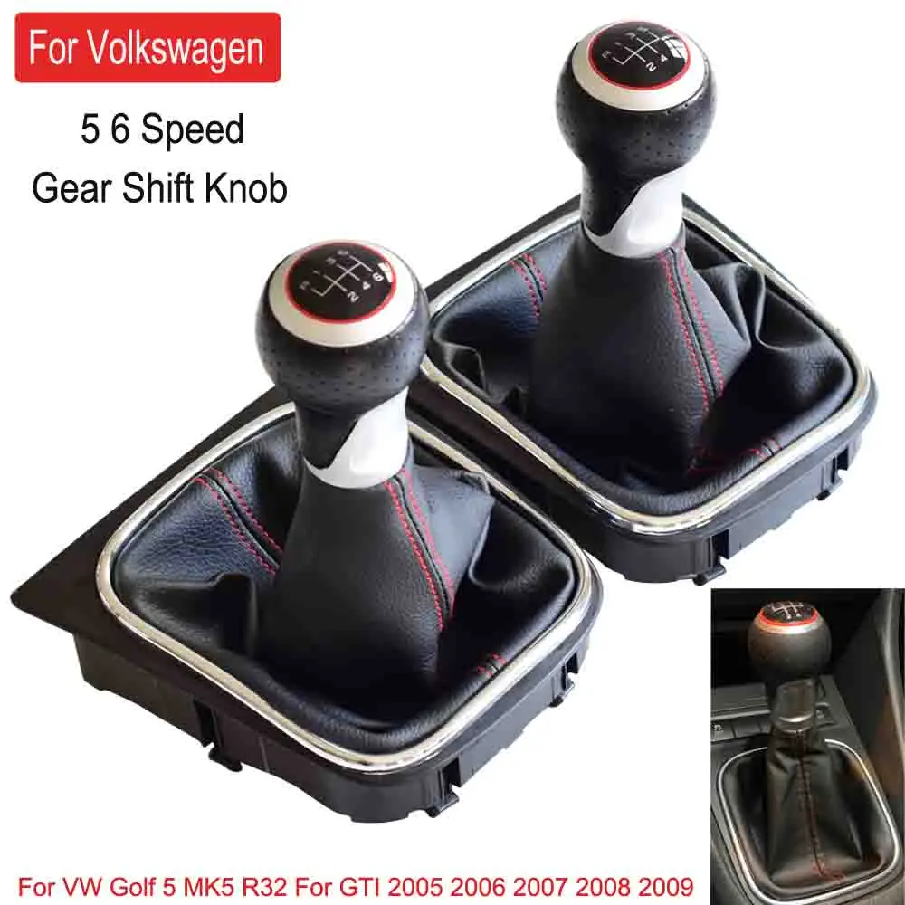 MT gear Stick Рычаг переключения передач ручка переключения с кожаным пылезащитным покрытием для Volkswagen VW Golf5 MK5 R32 для GTI 2005-2009