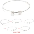 Fnixtar, проволока из нержавеющей стали, расширяемый браслет, основание, регулируемый браслет сделай сам, амулетные браслеты, браслеты с внутренним диаметром 60 мм, 50 шт.лот