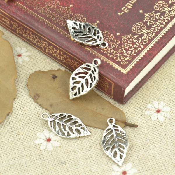 50 шт. сплав тибетского серебра покрытое Подвеска &quotлист дерева&quot Кулоны из