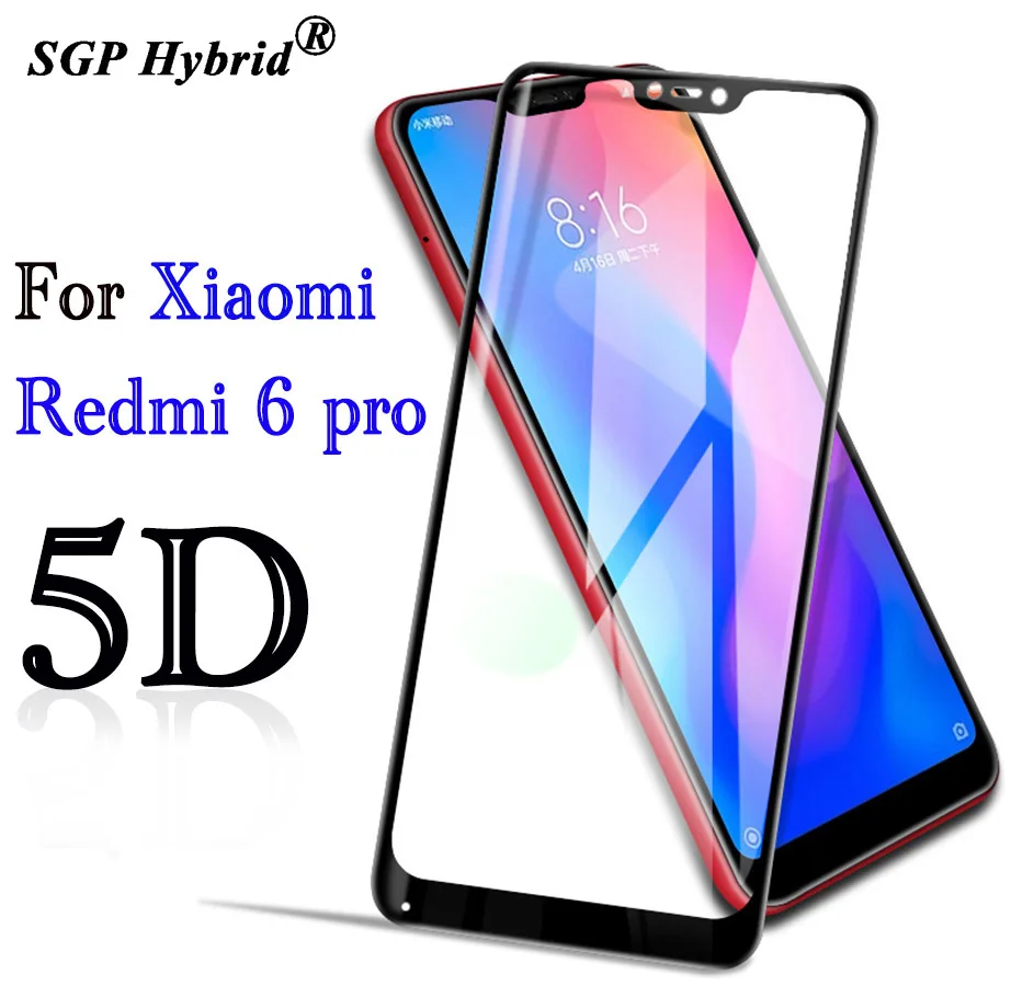 5D Защитное стекло для xiaomi redmi 6 pro xiomi закаленное Защита экрана полное покрытие