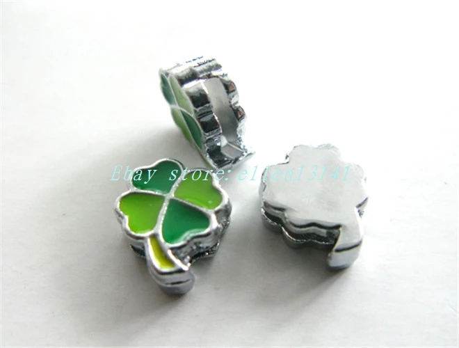5 шт. 8 мм Клевер слайд шарм с яркой цветной эмалью может через ошейник ремень для