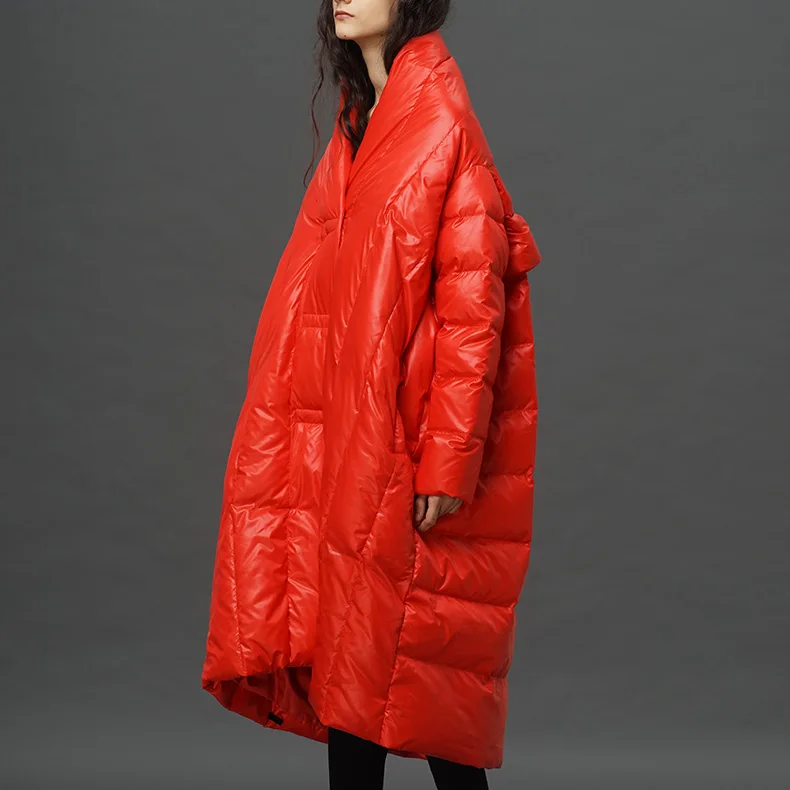 Женское длинное пальто свободное утепленное с высоким воротником модель wj1305|coat