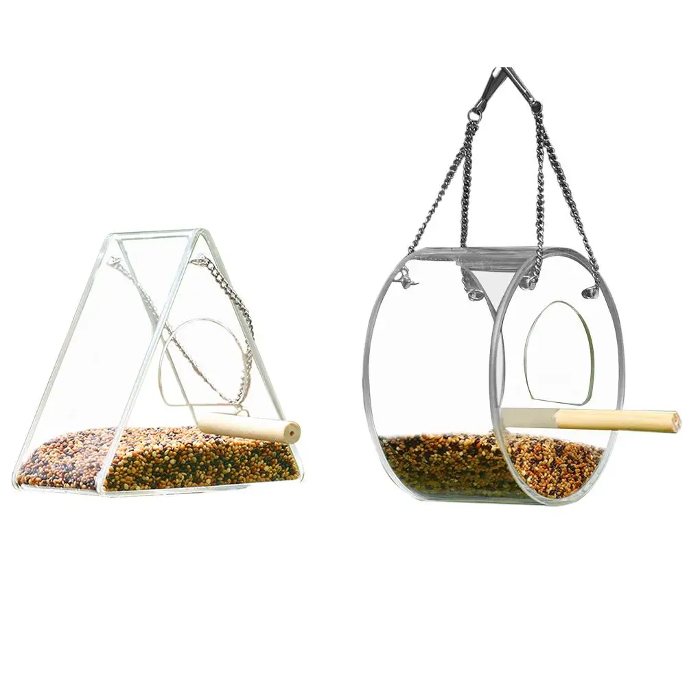 Parrot Lovebird Canary Aviary Transparent Window Outdoor Bird Feeder For Birds Feeding Container For Food Pigeon Pet Supplies
