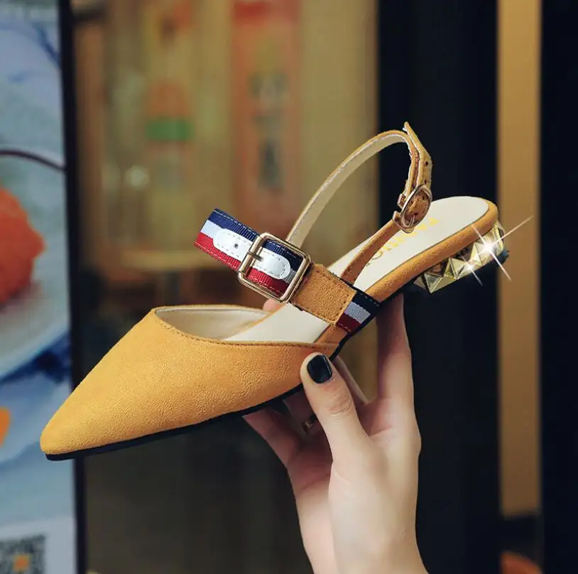Spring 2019 Flat Women's Shoes Pointed Toe Shallow Buckle women Casual shoes woman K744 | Обувь