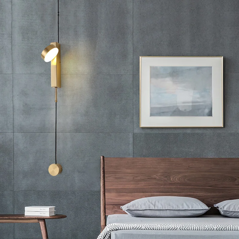 Современная Минималистичная золотистая/черная светодиодная настенная лампа