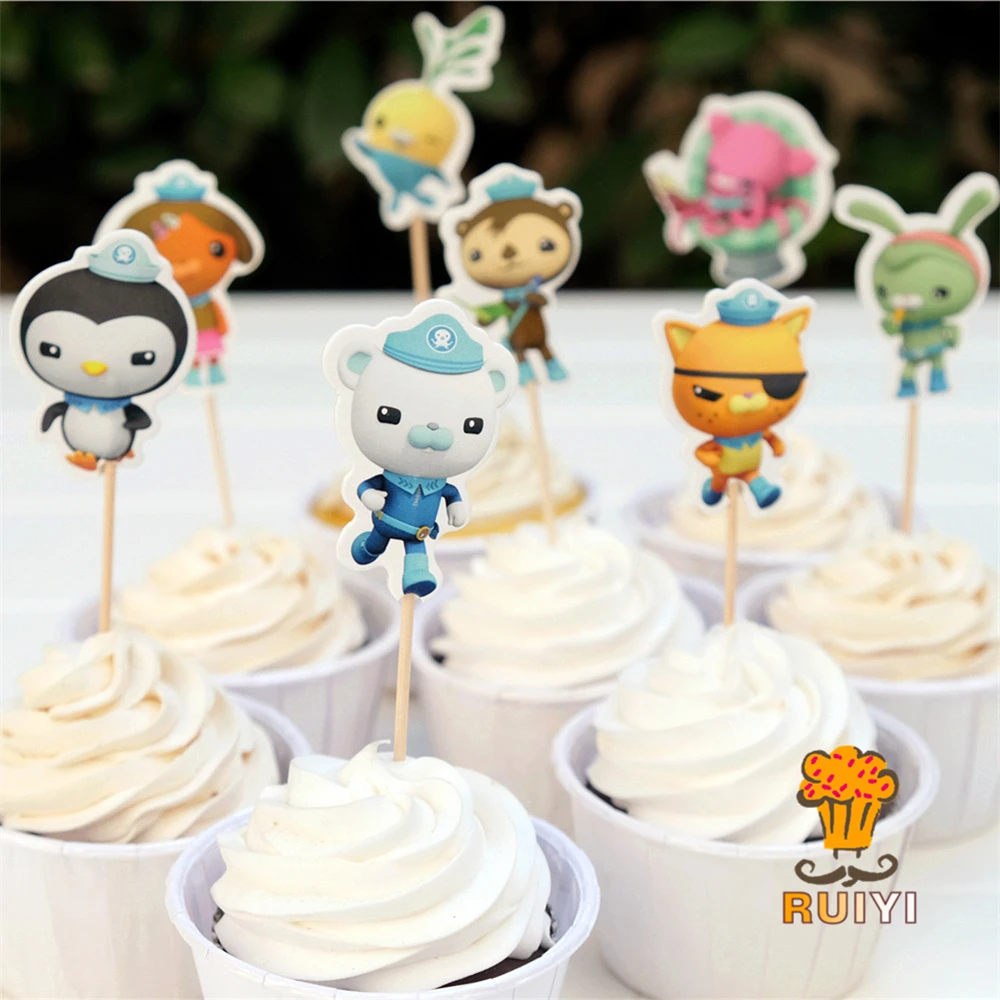 24 шт. Octonauts captain Barnacles kwazii pesконфеты бар кекс топперы палочки baby shower Детские товары