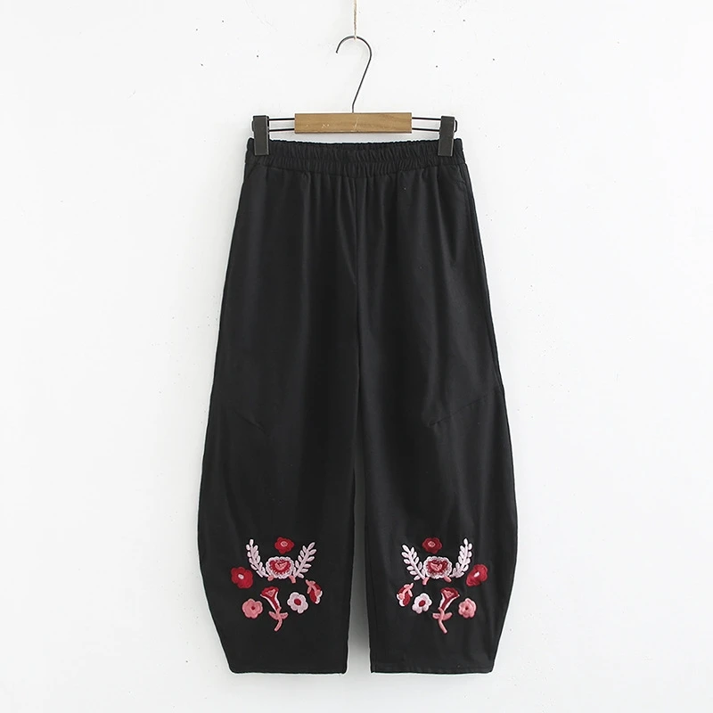 

Plus Size Women Pants Wide Leg Cropped Vintage Oversize Loose Pants