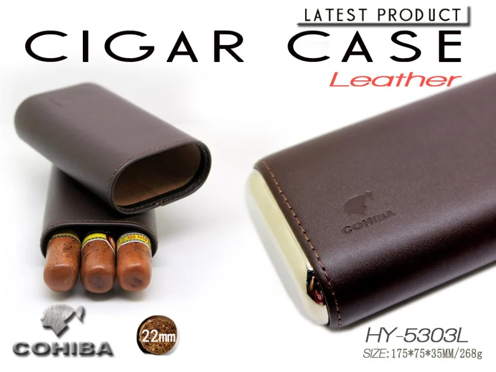 

NEW Brown 3 Cigar Moisturizing Tube Portable Cigar Case
