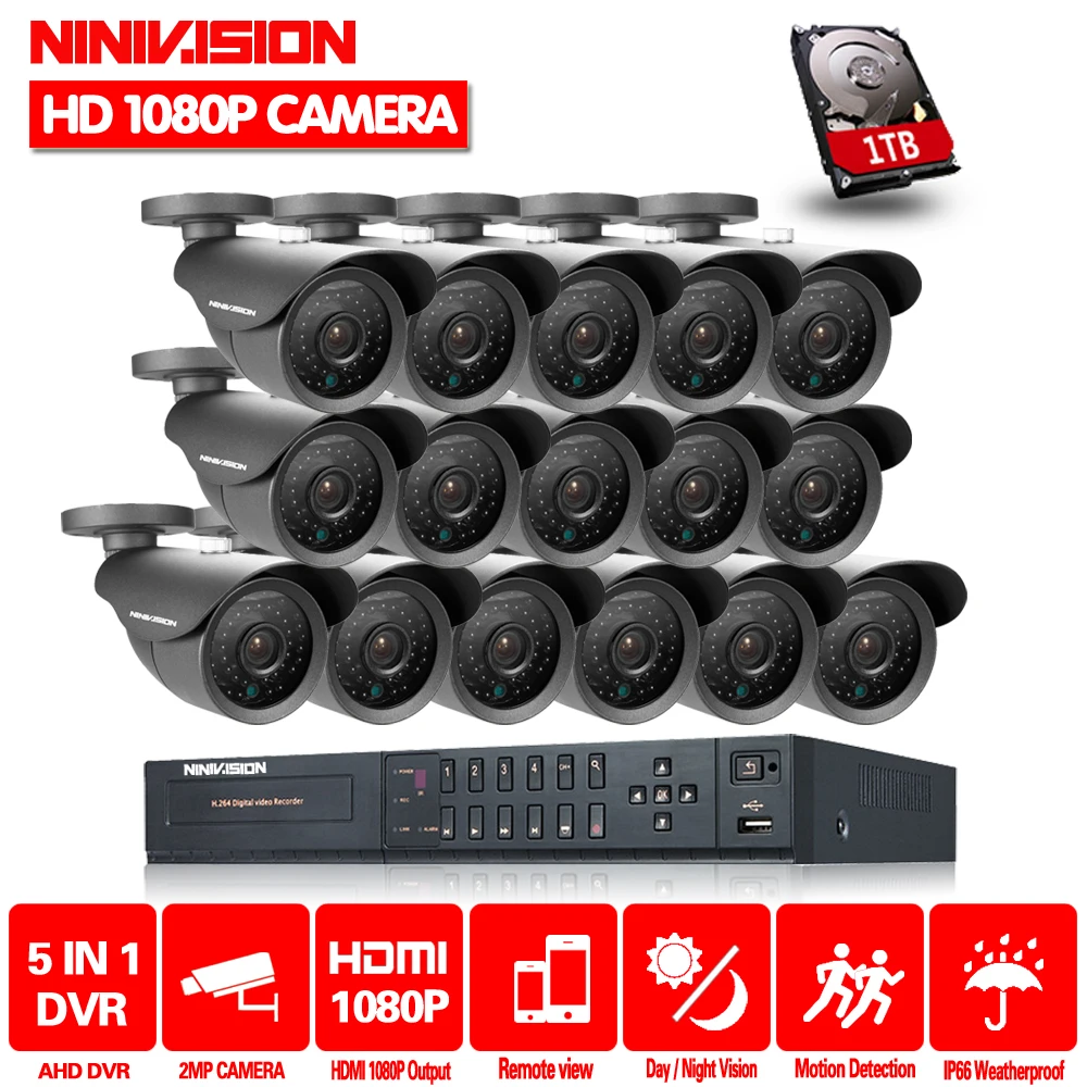 NINIVISION HDMI 1080P CCTV DVR 16CH AHD система 2.0MP 3000TVL уличная инфракрасная камера