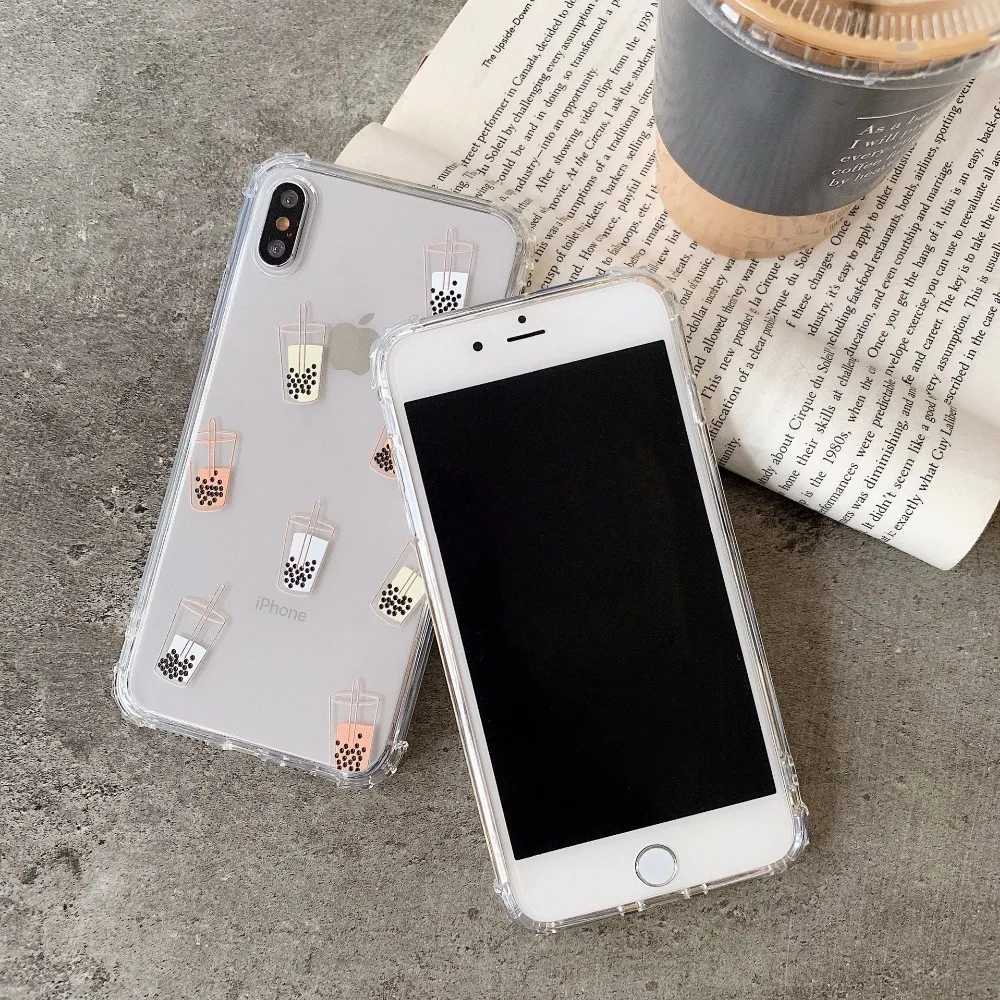 Kuutti Squishy Cute Bottle Drinking Clear Soft TPU Friends Girls Summer Mobile Phone Cases for iPhone 6 6s 7 8 Plus X XR XS Max |