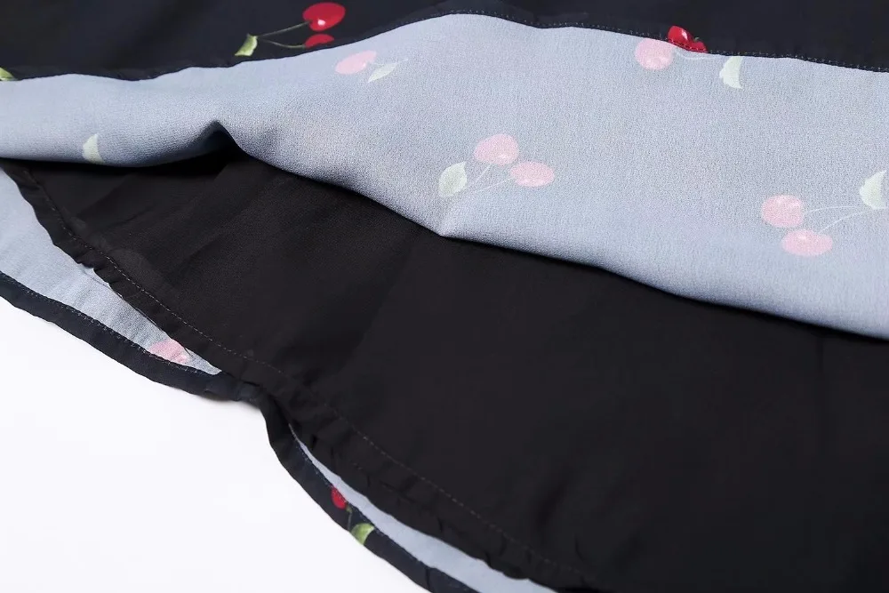 Летний винтажный сарафан для женщин s сексуальный Вишневый принт халат femme