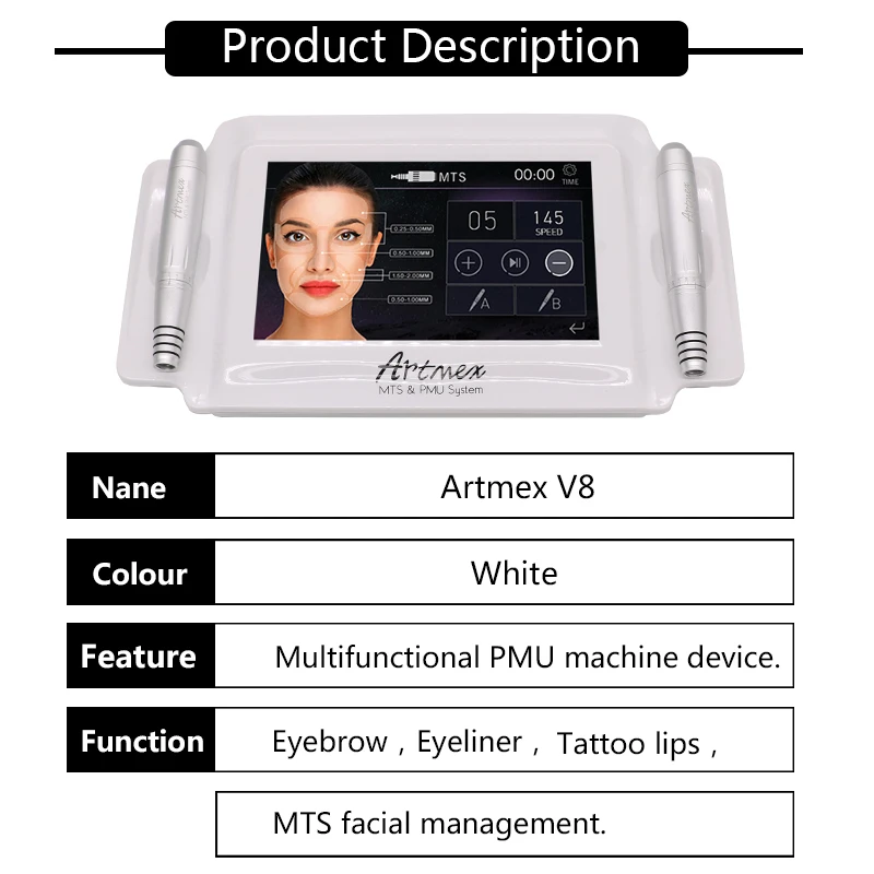 

Машинка для перманентного макияжа Artmex V8, тату-машинка для бровей, подводки для глаз, губ, MTS, тату-пистолет для терапии лица, машинки для татуи...