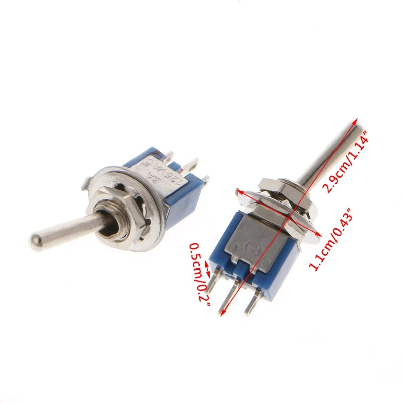 10 шт. AC 250V/1.5A 125V/3A SPDT 3 Pin Кнопка ВКЛ/на 2 Позиции Мини тумблер синий|Выключатели| |