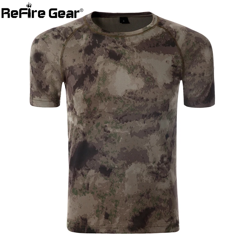 Летняя Военная Тактическая камуфляжная футболка для мужчин дышащая