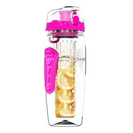 Pink Transhome Tritan пластиковая бутылка для воды BPA фруктовая бутылка для заварки воды герметичные бутылки для питьевой воды для спорта посуда для напитков - Цвет: Pink