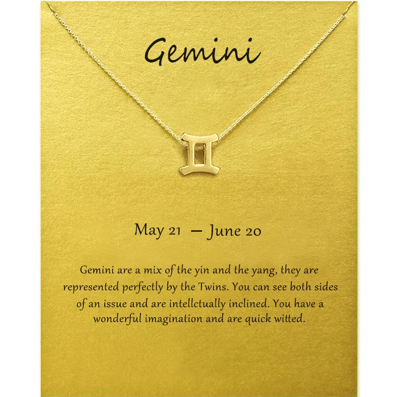 Модное ожерелье с подвеской Gemini для женщин сделайте открытку 12 созвездиями