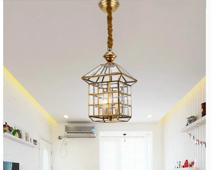 Бесплатная доставка бронзовый подвесной светильник античная латунная Подвесная