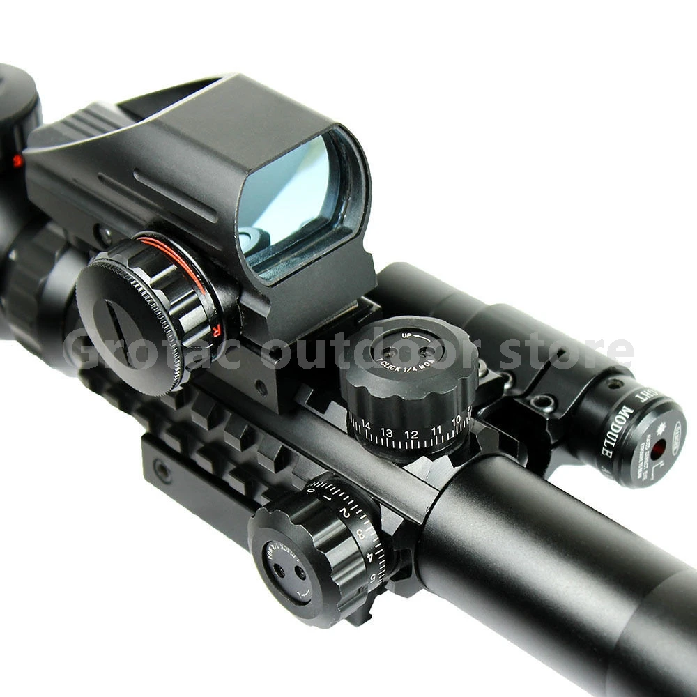 3-9X40 Hunting Optics Riflescope Red/Green Dot Laser Illuminated Sight Scope Chasse Tactical Rifle Airsoft Air Guns Scopes | Спорт и