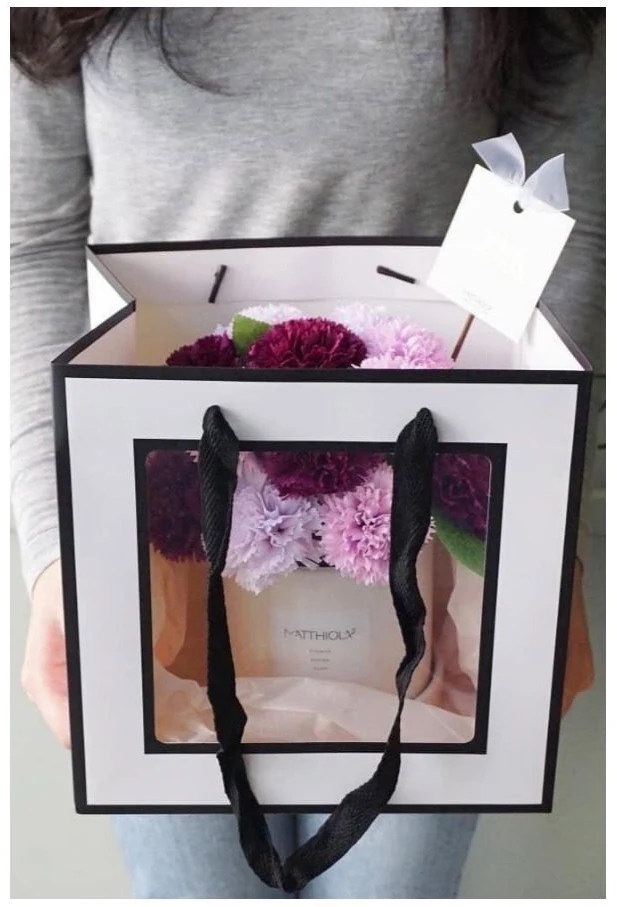 Сумка с квадратным окошком упаковка для цветов подарочная букета сумка из