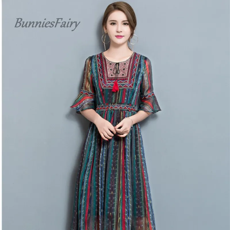 Женское шифоновое платье в китайском стиле bunniesсказочная повседневная одежда