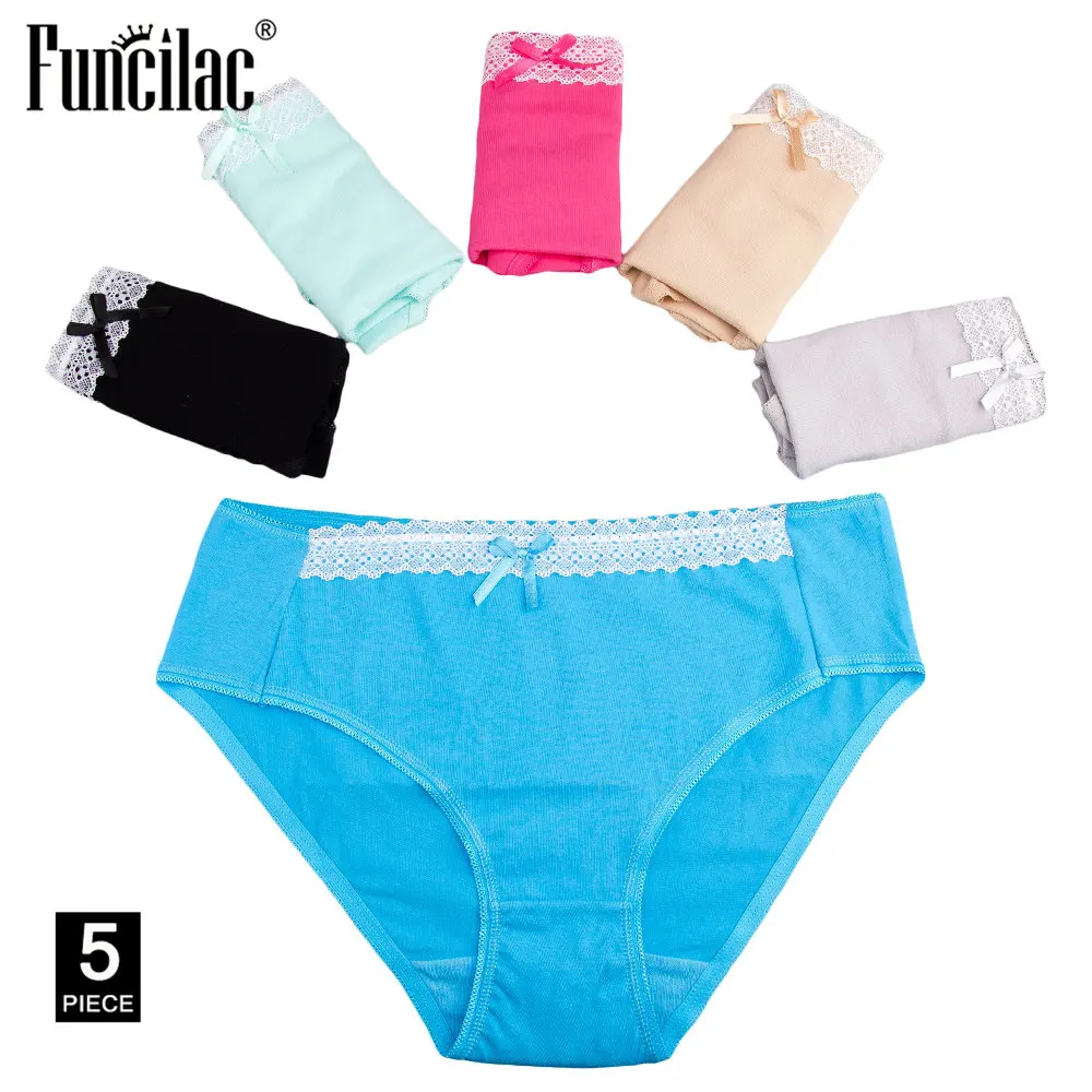 5FC9226-5 Pcs FUNCILAC нижнее белье для женщин плюс размер трусики сексуальное кружевное женское нижнее белье для девушек интимные шортики трусы для женщин 5 шт./лот - Цвет: 5FC9226-5 Pcs