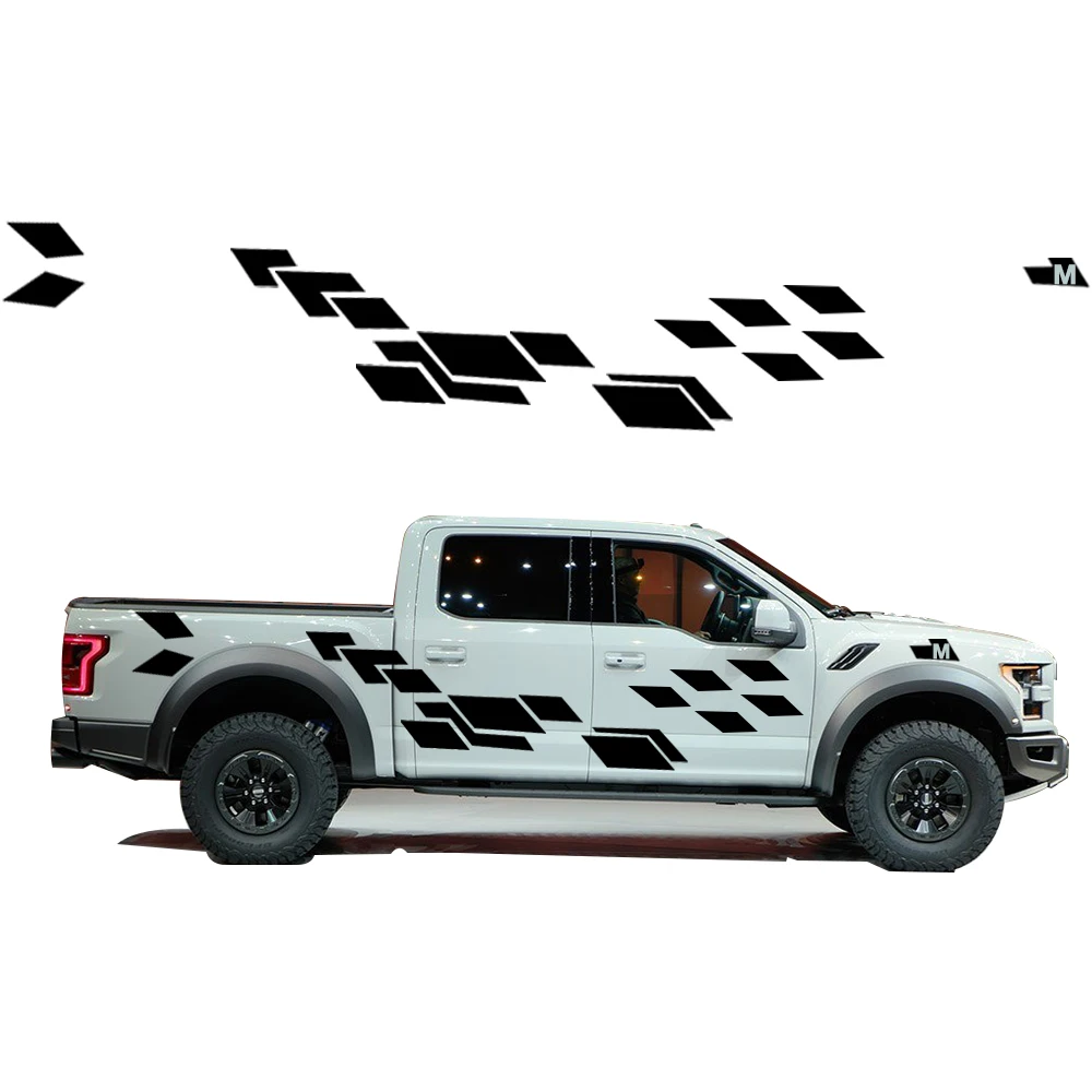 Black Новая индивидуальная Автомобильная наклейка для VW Amarok, забавные DIY наклейки для автомобиля, наклейки для стайлинга автомобиля, 2 шт., лаконичный узор в виде сетки, автомобильные аксессуары - Название цвета: Black