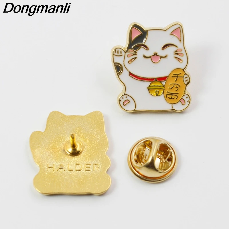 P3686 Dongmanli Lucky Cat милые металлические эмалированные булавки и броши для нагрудного штыря рюкзак сумки значок крутые подарки