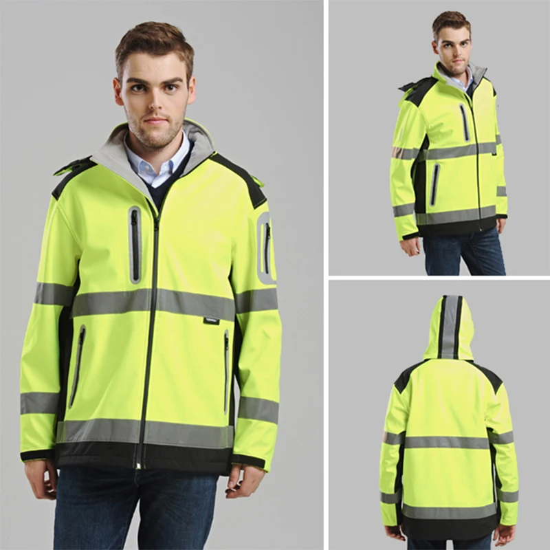 Мужская Светоотражающая Защитная флисовая куртка с водонепроницаемой молнией