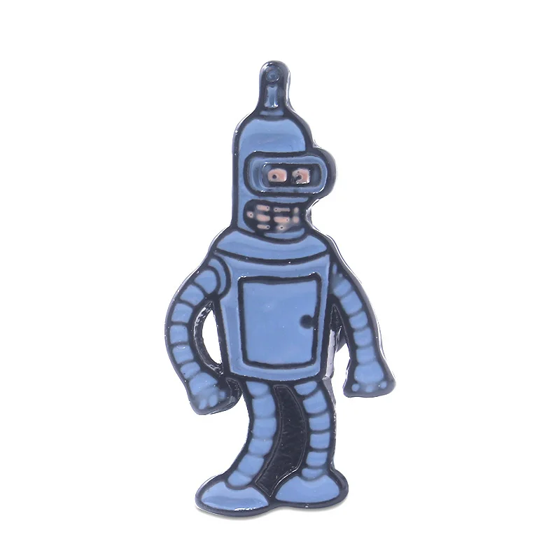 Имитация родиевого покрытия Futurama значок Броши Бендер изгиб Планета Экспресс корабль булавки брошь для женщин мужчин детей нагрудные булавки джинсы рубашка сумки ювелирные изделия - Окраска металла: Имитация родиевого покрытия