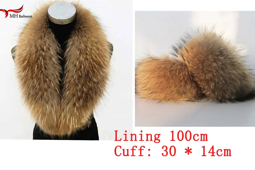 Photo description Шарф из натурального меха, куртка с меховым воротником, Женское зимнее пальто, меховые шарфы, шарфы для шеи+ манжеты, роскошный мех енота, зимние теплые грелки для шеи L1 - Цвет: Photo description