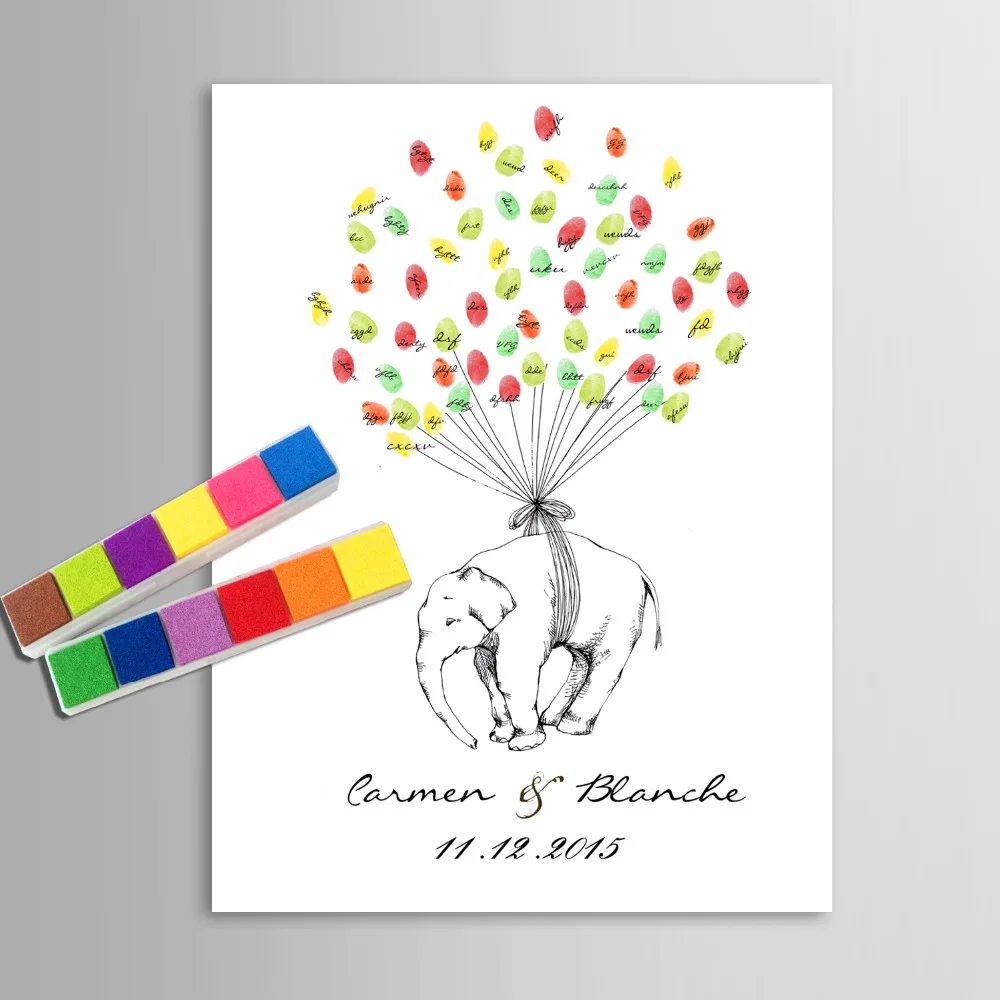 Отпечатки пальцев дерево подпись холщовая живопись ручная работа подарок на