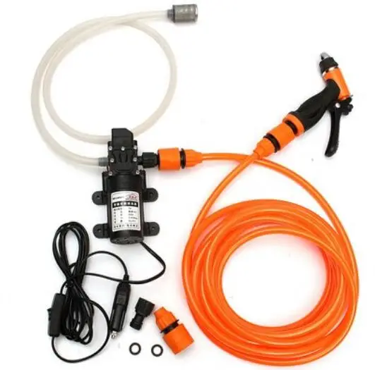 

Portable sprayer for watering flowers and washing car with plastic nozzle and car power adaptor