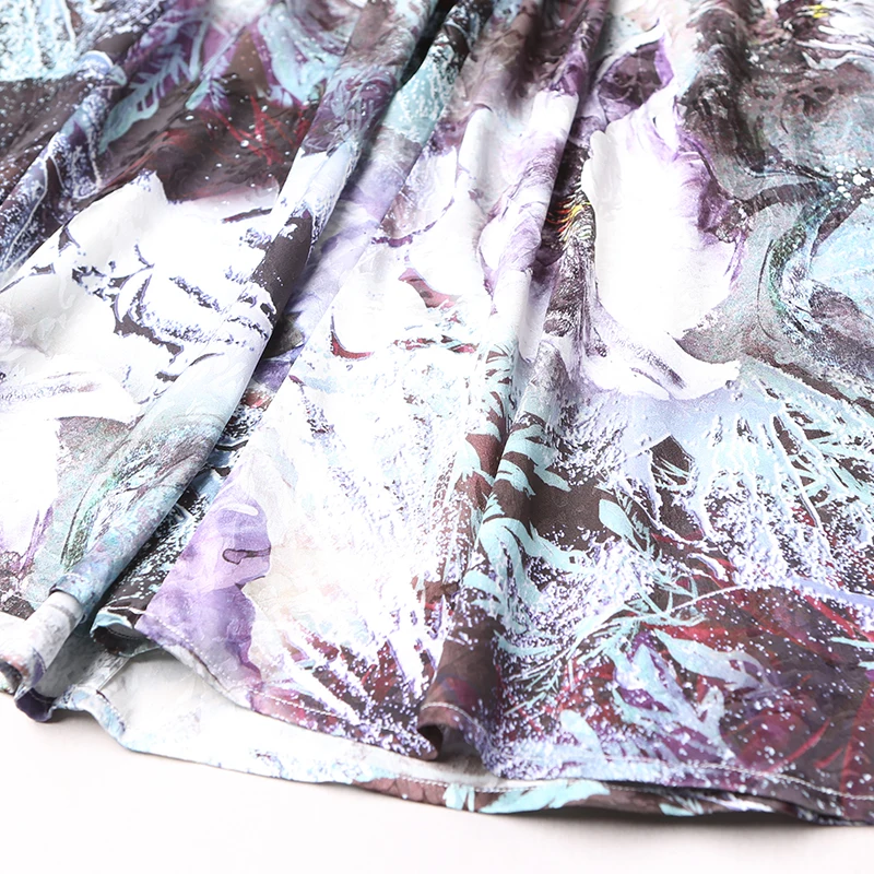 VOA женское шелковое черное Цветочное платье средней длины в стиле пэчворк A7379|dresses