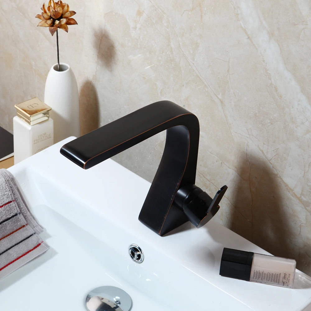 KEMAIDI Ванная Комната Раковина смесители масло втирают Черный недавно книги по искусству современный Ванная комната смеситель для раковины латунь смесител