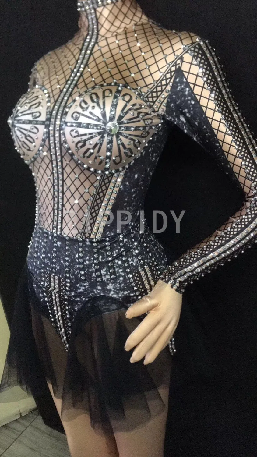 Women's Silver Rhinestones Outfit Bodysuit Summer Glisten Bodysuit Costume Birthday Celebrate Singer Dance Evening Bodysuit