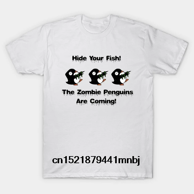Printed Men T Shirt Cotton tShirt O-Neck Short-Sleeve New Style Zombie Penguins On the Go!! Zombies Women T-Shirt | Мужская одежда