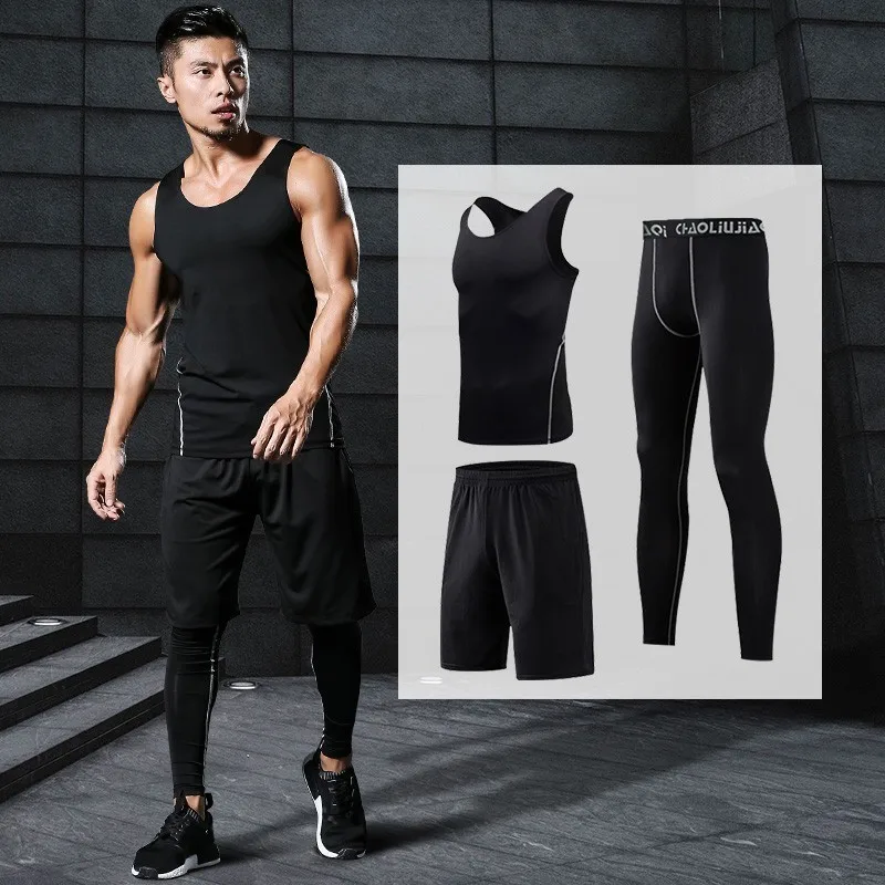 Men sportswear-06 Мужская спортивная одежда Компрессионные спортивные костюмы дышащий спортивный костюм для бега тренировки Спорт Фитнес Одежда наборы для бега одежда - Цвет: Men sportswear-06