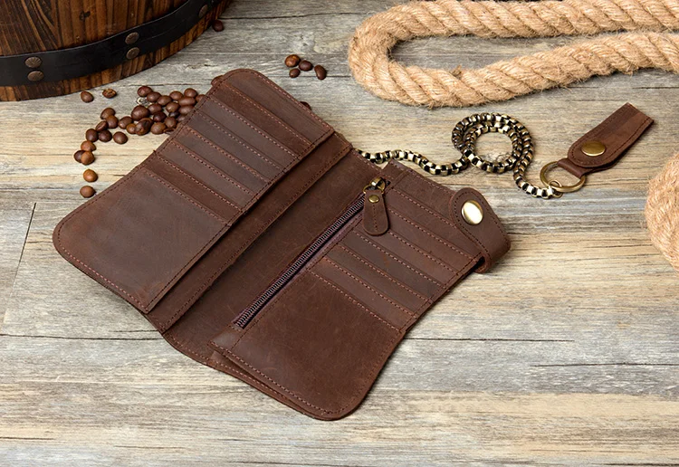 Длинный кошелек для мужчин бумажник из натуральной кожи с RFID-защитой модная