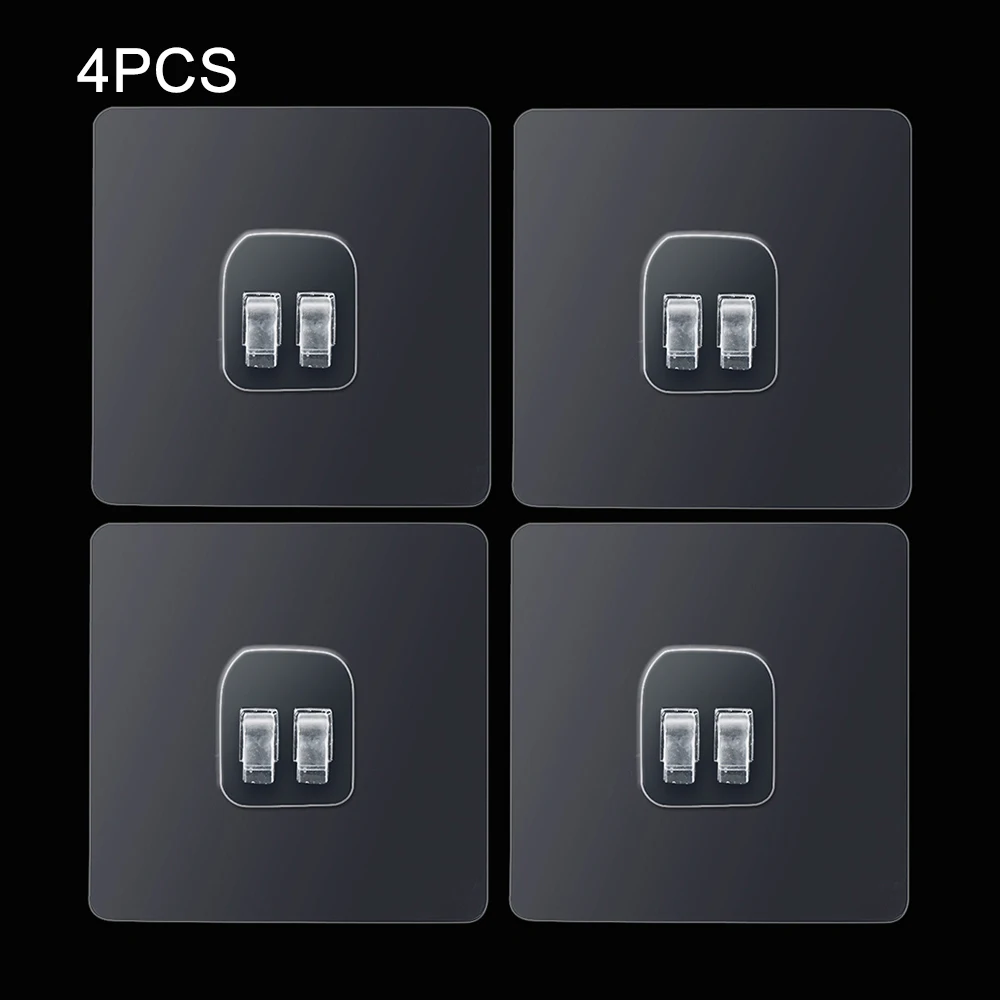 4PCS 1/4 шт. сильный дома Кухня, крючки, станок и прозрачный присоски Настенные Крючки вешалка Ванная комната Бесшовные клей Водонепроницаемый крюк - Цвет: 4PCS