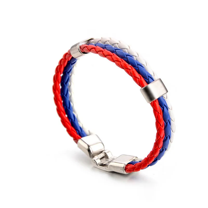Россия Испания браслет пара Франция бразильский браслет Флаг Испании кожаная команда браслет мужские футбольные болельщики унисекс браслет ювелирные изделия