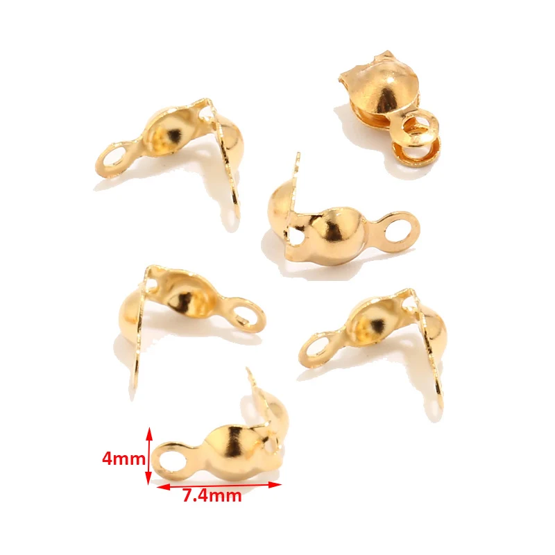 Gold Crimp Ends 200 шт 304 из нержавеющей стали золотые бусина наконечники футляр для бусин для самостоятельного изготовления ювелирных изделий фурнитура ремесла для шара 2,5 мм/3 мм - Цвет: Gold Crimp Ends