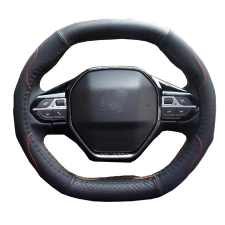 black HuiER овальной формы чехол рулевого колеса автомобиля Мода Высокая Кожа для peugeot 4008 peugeot 5008 авто руль автомобиля-Стайлинг - Название цвета: black