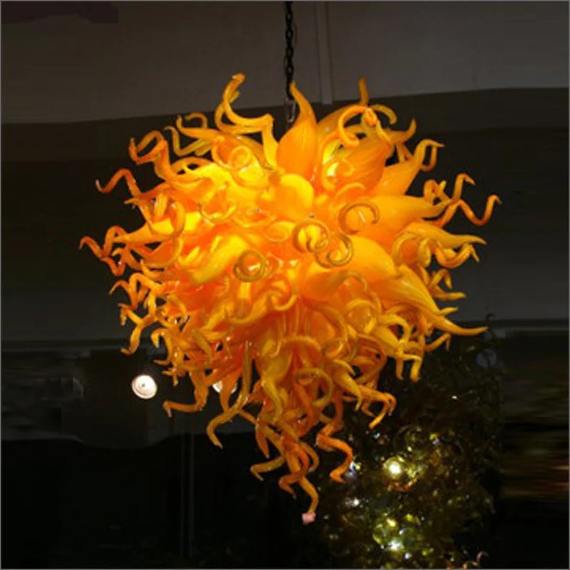 

Free Shipping Mouth Blown 110v/120v LED Bulbs Top Design Colored Handmade Blown Glass Big Chandelier for Livingroom Decoration