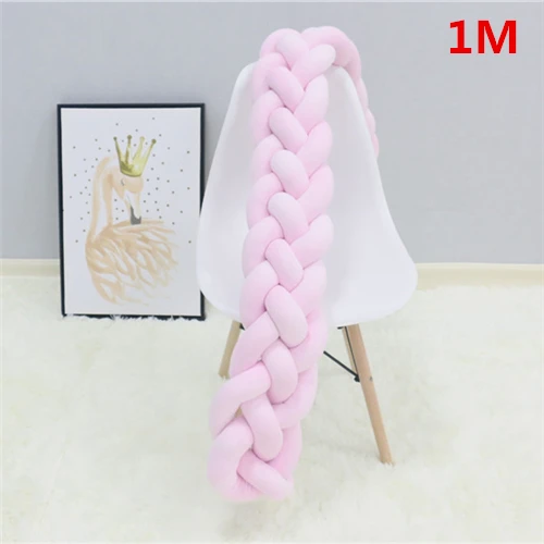 4 tied Pink 1M 1 м/2 м/3 м Детские плетеные Бамперы для кроватки, подушка с узлом, четыре привязанные постельные принадлежности для новорожденных, детская кроватка Dector - Цвет: 4 tied Pink 1M