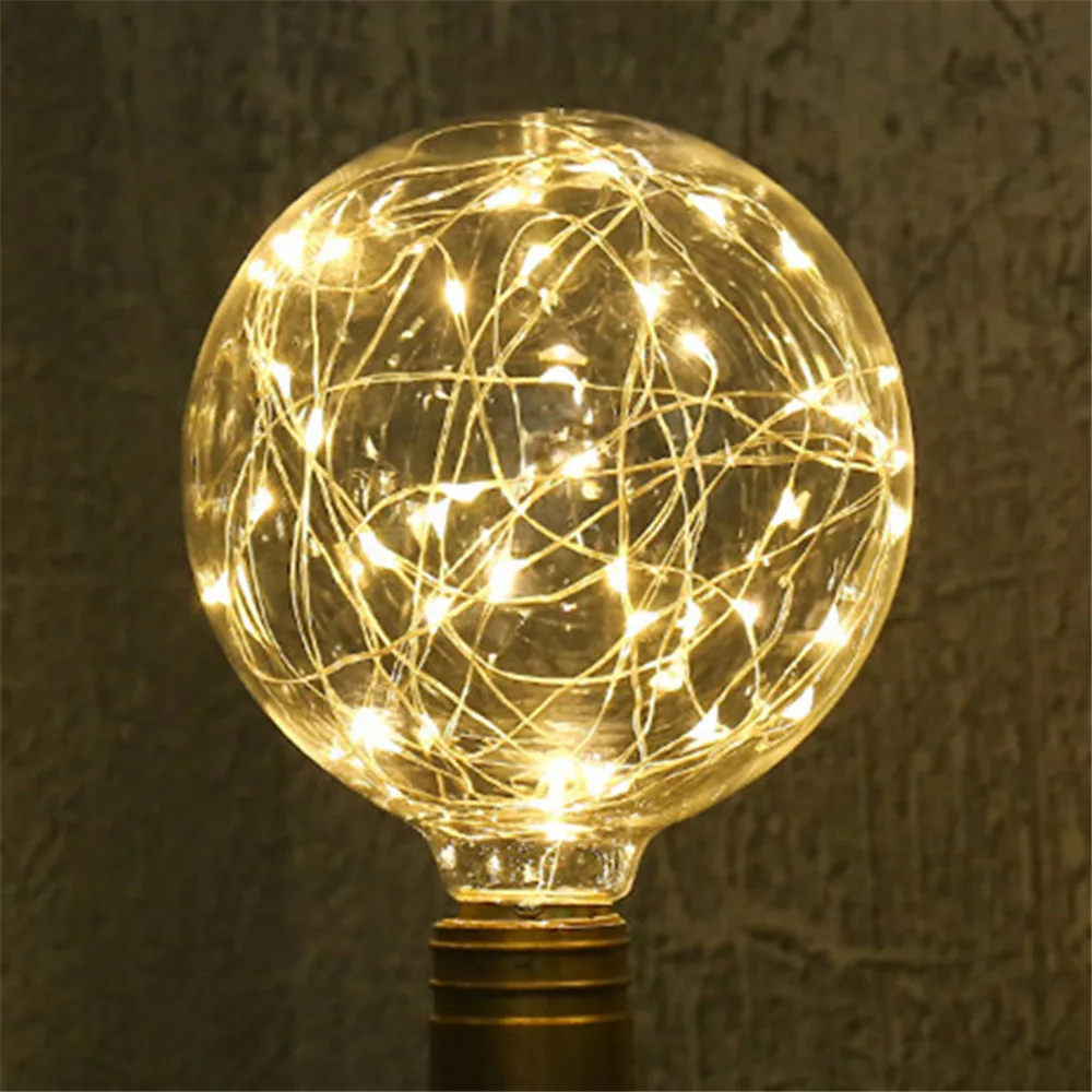 

2pcs 1pcs Colorful G95 LED Filament Bulbs Starry Sky Copper Wire Bulb Chirstmas String Lamp 33leds for indoor Christmas Decor