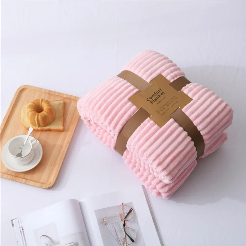 

Reversible Artificial Wool Blanket Super Soft Spring Summer Throw Solid Color Single Double Size Coral Fleece Sherpa Blankets