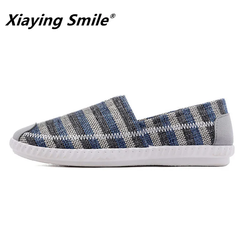 Mens Loafers Fashion Handmade Moccasins Soft Canvas shoes Blue Slip On Men's Boat Shoe leisure male lightweight | Обувь