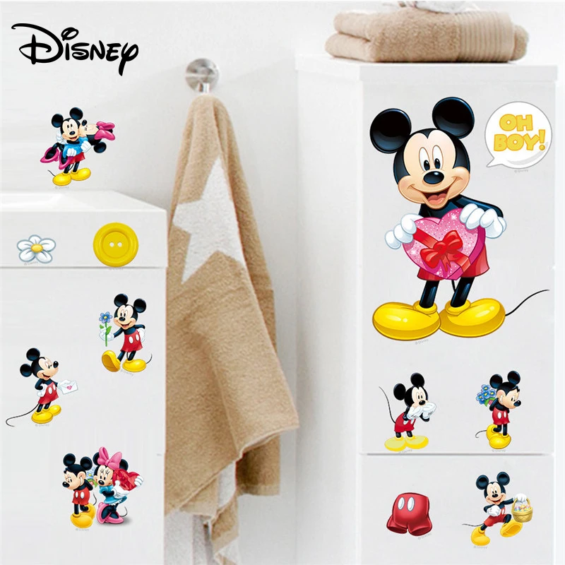Disney 2 шт./компл. стикер Микки и Минни водонепроницаемая Съемная наклейка для