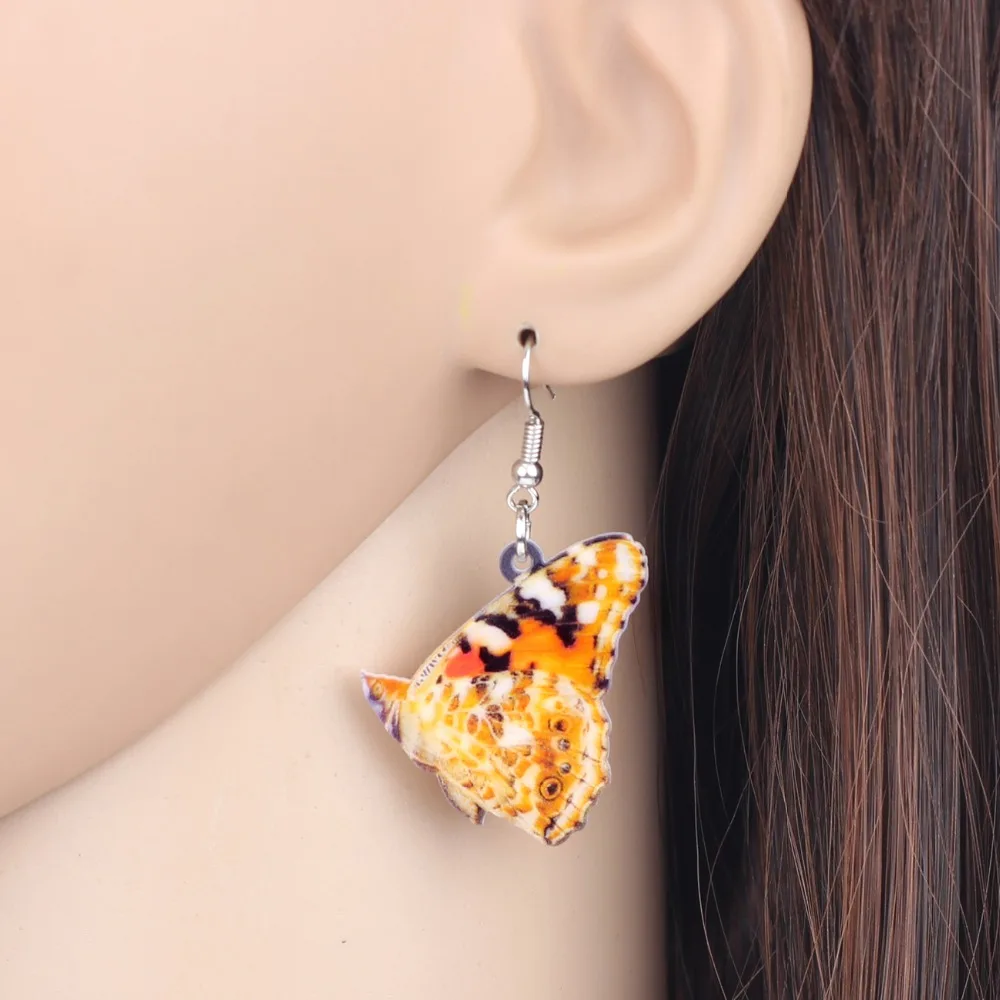 WEVENI Acrylic Floral Spotted Butterfly Insect Earrings New Dangle Drop Trendy Tropic Jewelry For Women Girls Female Gift | Украшения и