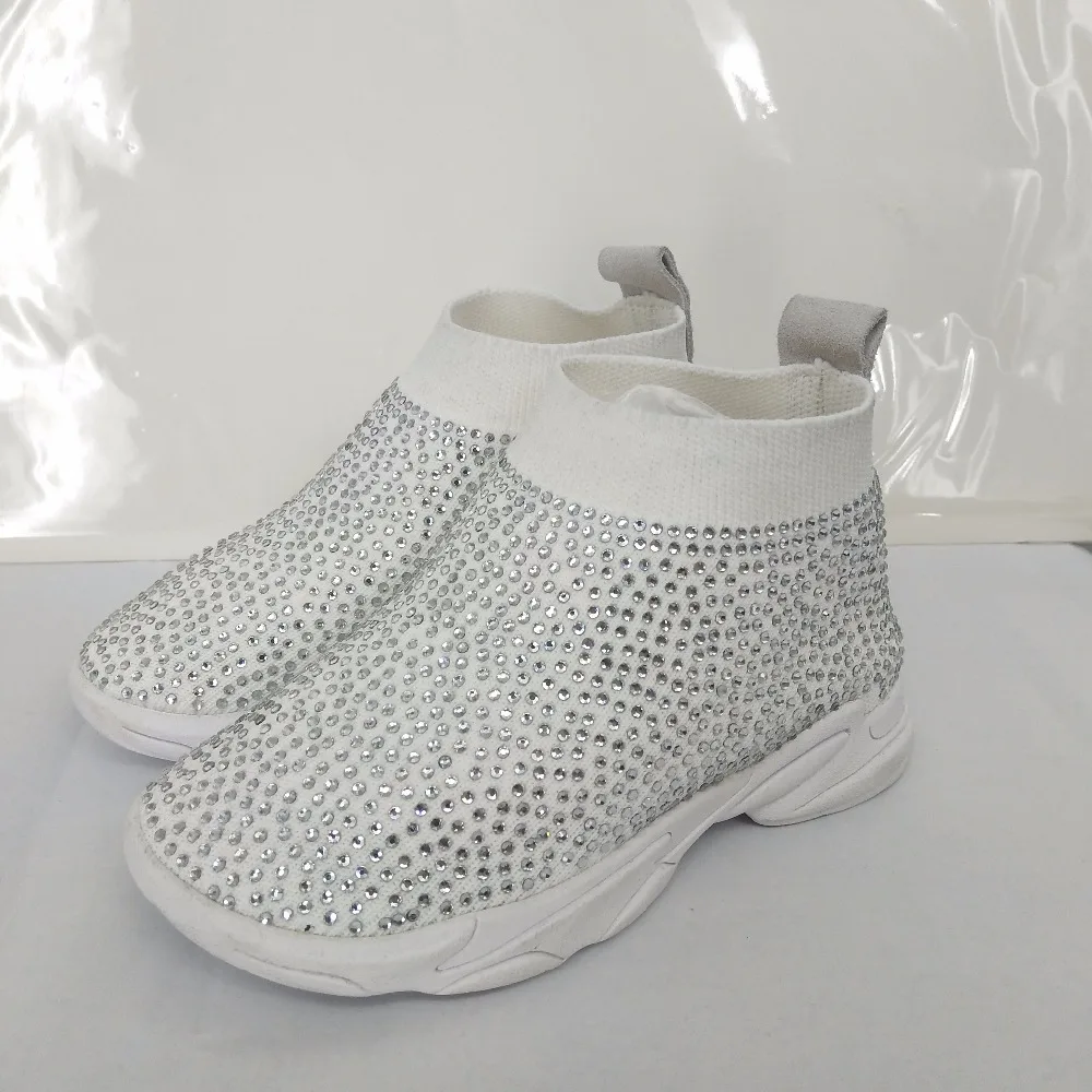 

Elastic Stockings Sneakers Children's Casual Choes Rhinestone Sports Shoes Crystal Girl Shoes Knitted Breathable Boy Shoes